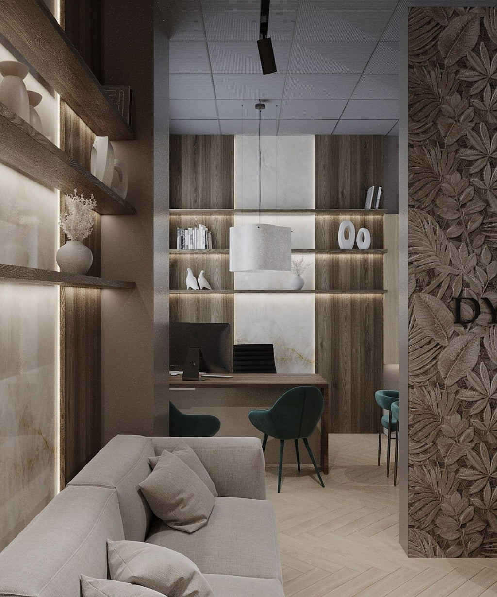 Panou decorativ cu lumini si Dressing usi tip vitrina